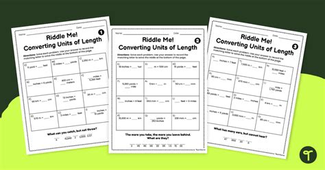 Riddle Me Converting Units Of Length Worksheet Teach Starter