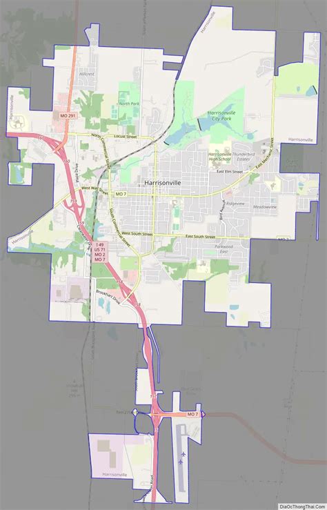 Map of Harrisonville city