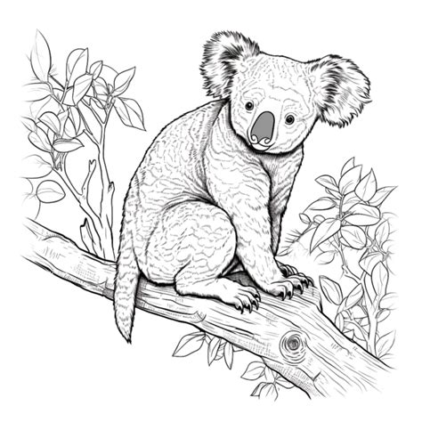 Koala Auf Einem Baum Ausmalbild Kostenlos Herunterladen