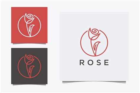 Rose Logo Design With Line Graphic Graphic By Bayupj · Creative Fabrica