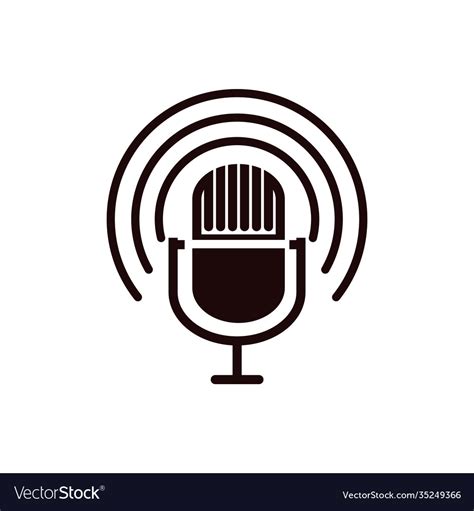 Mic Podcast Icon Design Template Isolated Vector Image