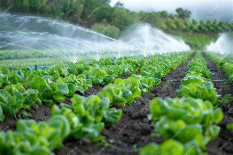 Premium Photo | Irrigation systems in a green vegetable garden