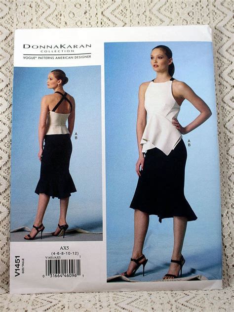 Vogue Sewing Pattern 1451 Misses Peplum Top And Trumpet Skirt Donna