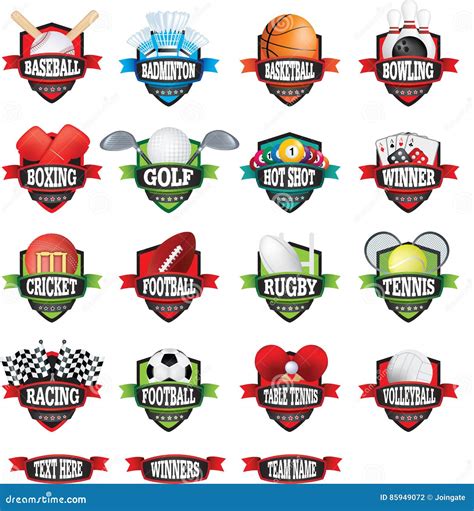 Sports Teams Names Badges or Logos As Shields in Colour Stock Vector ...