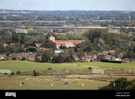 Dorchester-on-Thames Abbey viewed from the Wittenham Clumps, Dorchester ...