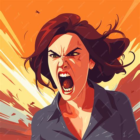 Premium Vector Anger Rage And Negative Emotions Concept Woman Feeling Furious Aggressive Angry