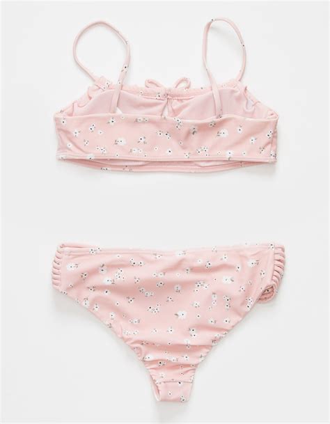 Full Tilt Floral Tie Front Girls Bikini Set Pink Tillys