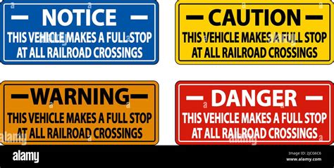 Stops At All Railroad Crossings Label Sign On White Background Stock Vector Image And Art Alamy