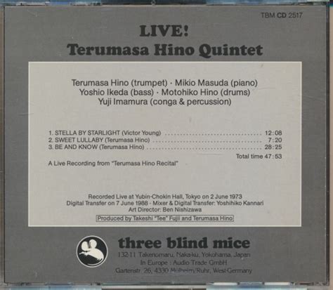 代購代標第一品牌樂淘letaoCD 日野皓正 LIVE TERUMASA HINO QUINTET TBM CD 2517 three