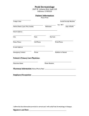 Fillable Online Peak Dermatology Fax Email Print PdfFiller