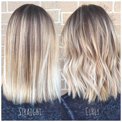 Bright Blonde Balayage Styled Straight And Curly Light Blonde Balayage