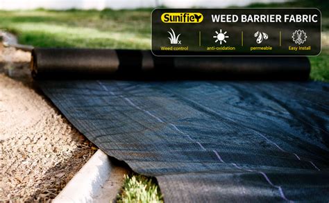 Sunifier Garden Weed Barrier Fabric Heavy Duty Landscape Fabric Ground Cover Weed