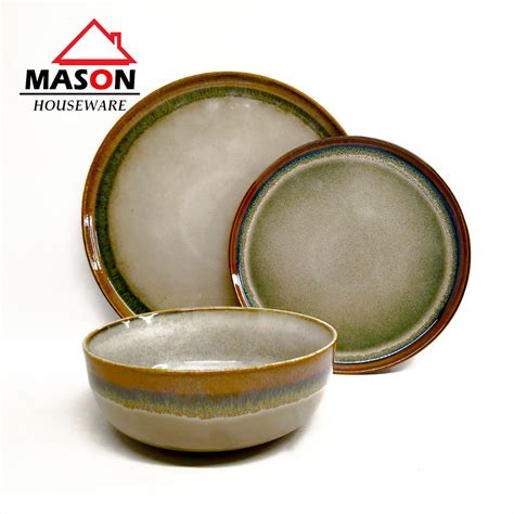 Jual Dinner Set Of Piring Mangkok Keramik Cream Abstrak Mason