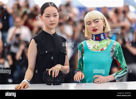 Arisa Nakano Left And Aoi Yamada Pose For Photographers At The Photo Call For The Film