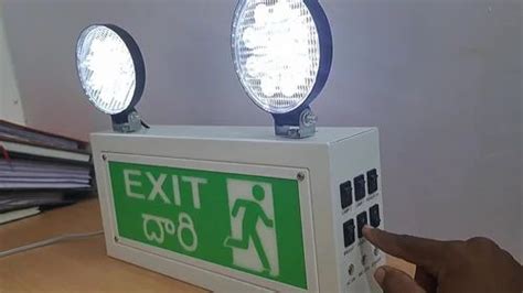 White Industrial Emergency Light With Exit Sign Cabinet Fabricated