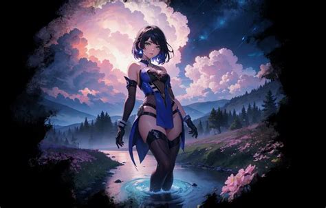 Wallpaper Girl Hot Sexy Sky Blue Anime Short Hair Clouds For Mobile And Desktop Section