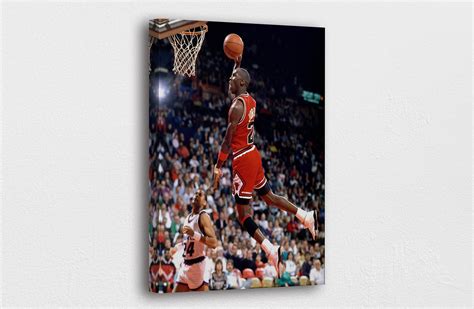 Michael Jordan Art Canvas Nba Slam Dunk Michael Jordan Art Etsy