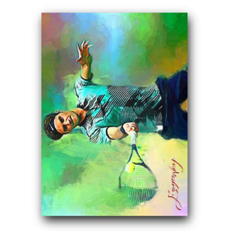 Roger Federer 4 Art Card Limited 39 50 Edward Vela Signed Tennis