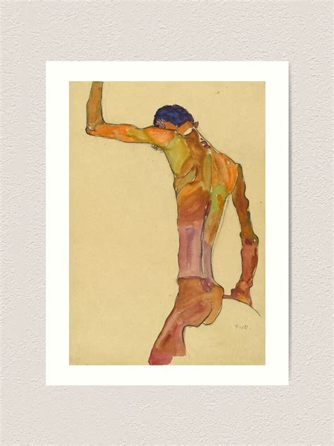 Egon Schiele Standing Male Nude With Arm Raised Back View Art