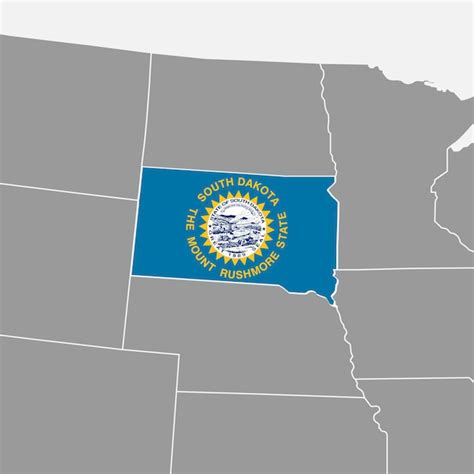 Premium Vector South Dakota State Map With Flag Vector Illustration