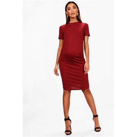 Boohoo Maternity Ria Basic Rib Crew Bodycon Dress 11 Liked On