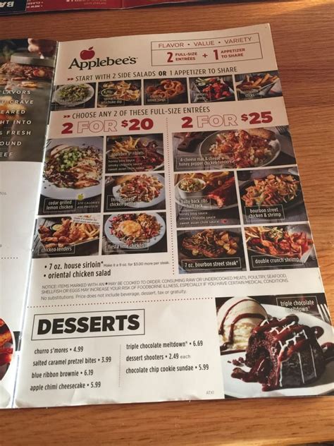 Printable Applebees Menu Calendar Printables