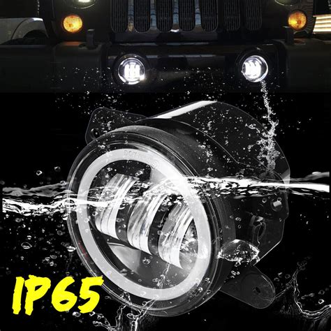 Pcs Inch Led Fog Light Projector Angel Eyes For Jeep Wrangler Jk Tj