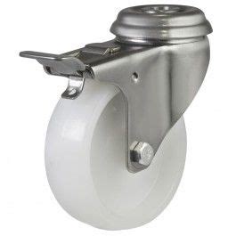 50mm Stainless Steel Nylon Swivel Braked Castor 40kg Max Load