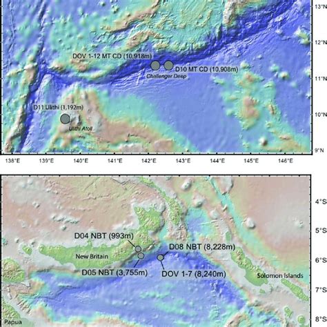 Illustration of the DEEPSEA CHALLENGER on the left and a photograph of ...