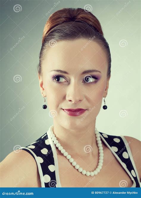 Beautiful Lady In A Polka Dot Dress Stock Image Image Of Artist American 80967727