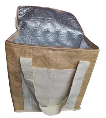 Beige And Cream Plain Jute Lunch Bag Size Dimension X Inch At