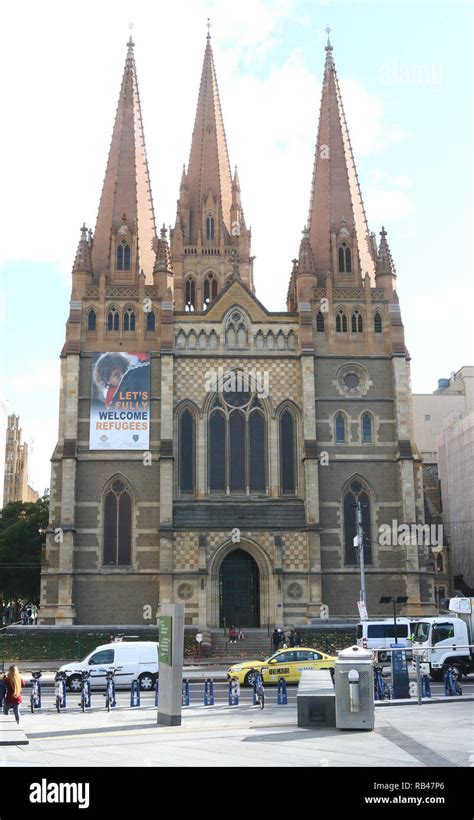 A View Of The St Pauls Cathedral In The City Centre Of Melbourne