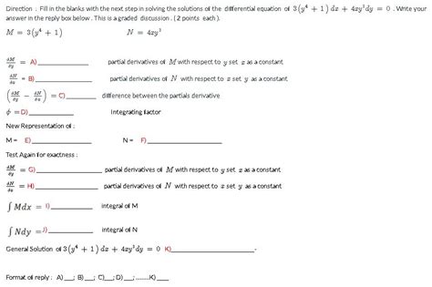 Solved Direction Fill In The Blanks With The Next Step In