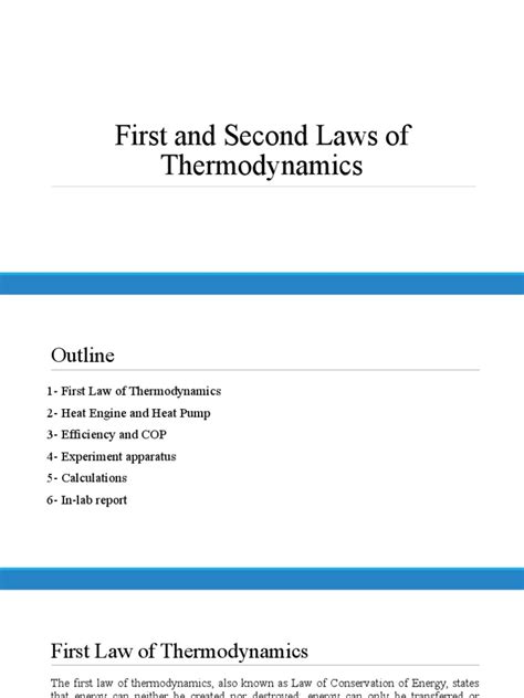 First And Second Laws Of Thermodynamics Pdf Heat Engines