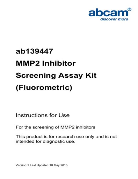 Ab139447 Mmp2 Inhibitor Screening Assay Kit Fluorometric