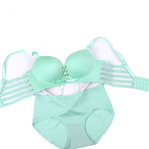 Seamless One Piece Lace Up Bras Brief Set Wire Free Sexy Lingerie Bra