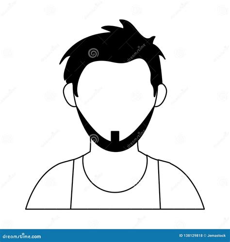 Avatar Faceless Male Profile Black And White Stock Vector