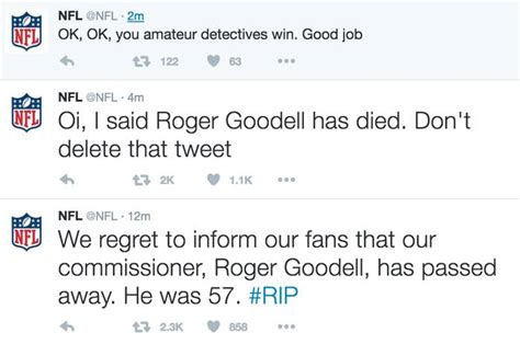 The Nfls Twitter Account Was Hacked To Say That Commissioner Roger