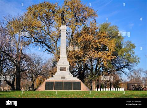 Chicago, Illinois, USA. The Confederate Monument on Confederate Mound ...