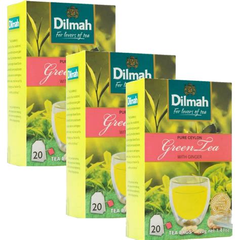 Buy Dilmah Pure Ceylon Ginger Flavored Green Tea Tea Bags X