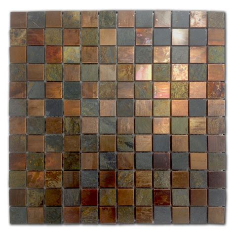 Slate And Copper 1 Inch Square Mosaic — Metal Tile Tech