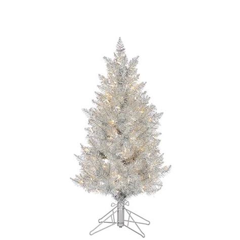 Pre Lit Silver Tinsel Tree 4ft Urban Garden