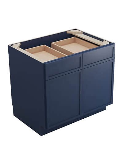 PD B33B Petit Blue Shaker 33 2 Drawer 2 Door Base Cabinet