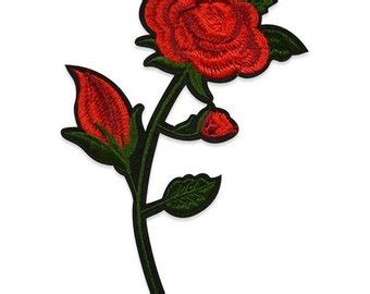 Red Rose Open Petals Flower Iron On Applique Embroidered Patch 153102A