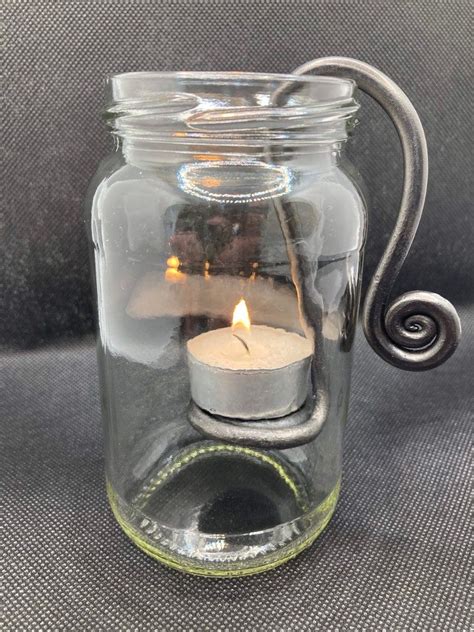 Blacksmith Made Hand Forgedjamjar Tea Light Holder Night Etsy Tea Light Holder Tea Lights