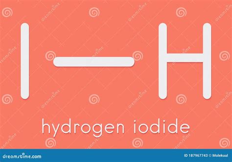 Molécula De Hidrato De Yodo De Hidrógeno Fórmula Esquelética Stock De