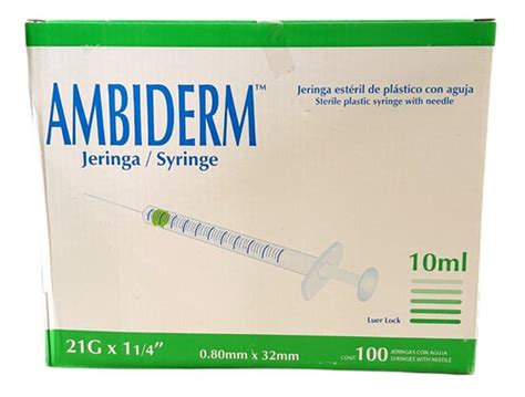 Jeringa Desechable Ambiderm 10ml C Aguja 21gx32mm Verde 100u DOCTOR