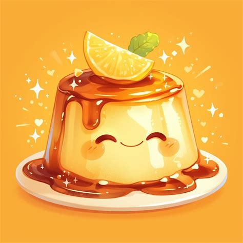 Smooth Vanilla Panna Cotta Desierto Arte De Dibujos Animados Vector