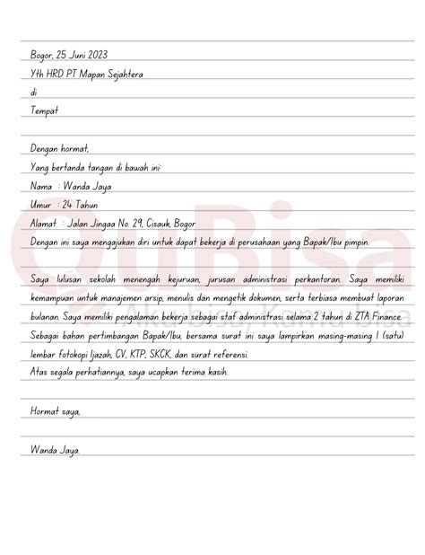 Contoh Surat Resign Kerja Tulis Tangan 9