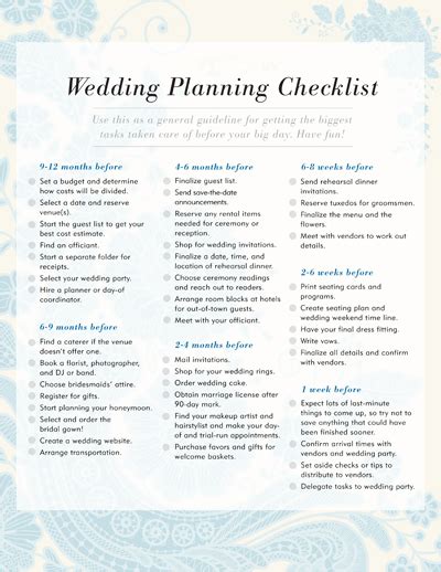 Wedding Planning Checklist Free Printable Checklists To Stay